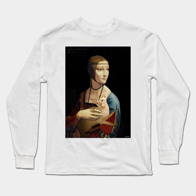 Lady with a Sphynx Cat Long Sleeve T-Shirt by luigi-tarini